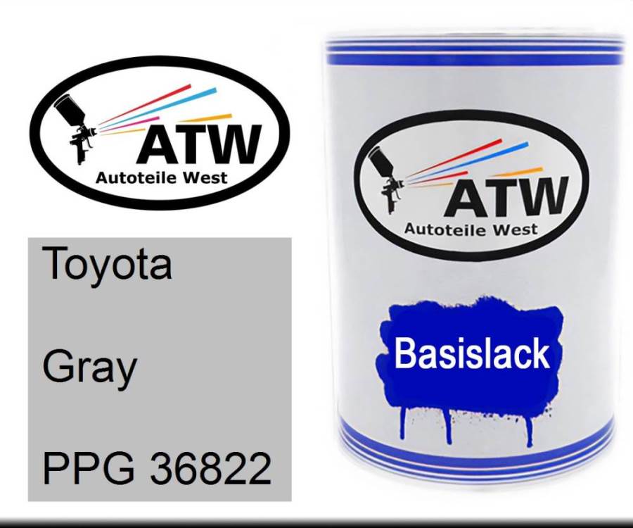 Toyota, Gray, PPG 36822: 500ml Lackdose, von ATW Autoteile West.